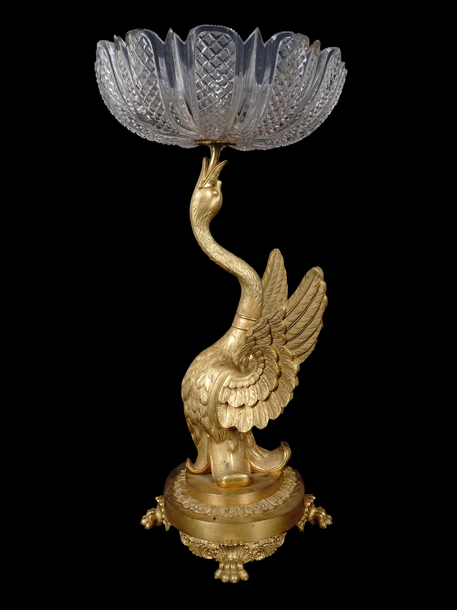 ANTIQUE FRENCH EMPIRE BRONZE SWAN CENTERPIECE PIC-4